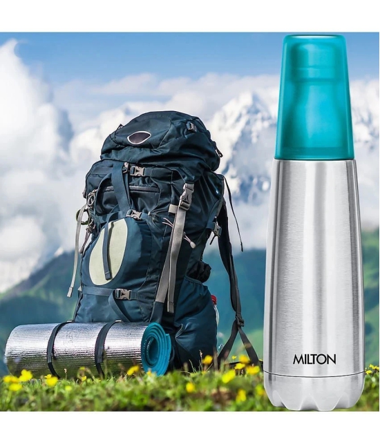 Milton Vertex 1000 Thermosteel Hot or Cold Water Bottle with Unbreakable Tumbler, 1000 ml, Blue - Blue