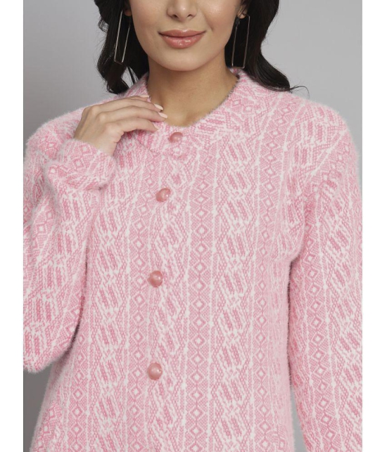 eWools.in Woollen Round Neck Women's Buttoned Cardigans - Pink ( ) - None