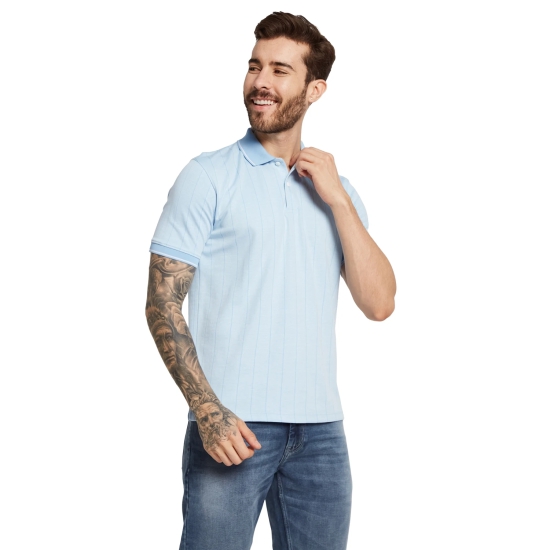 Octave Men Polo Collar Striped T-Shirt