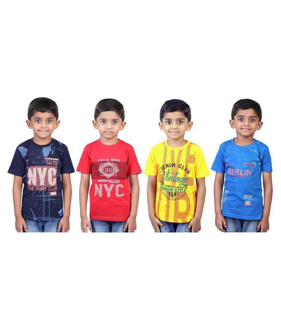 JILZ Boys Printed Cotton T-Shirt (Half Sleeve) - Pack of 4 - None