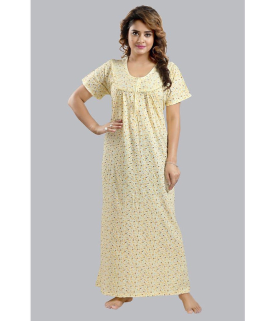 FOMTI Yellow Cotton Nighty Single - Free Size