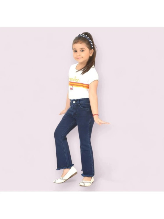 ICONIC ME- Kids Girls Premium Dark Blue Denim Bootcut Jeans - None