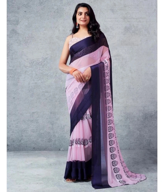 Sitanjali Georgette Printed Saree With Blouse Piece - Pink ( Pack of 1 ) - Pink