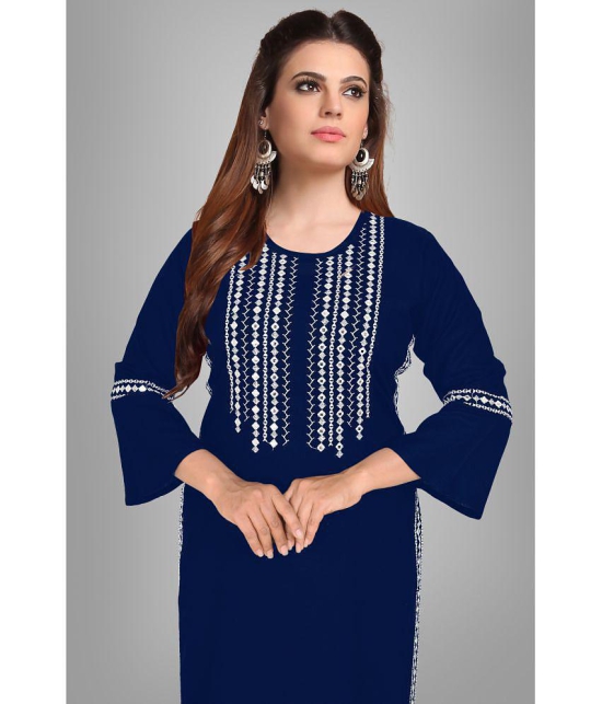 Kapadia - Blue Rayon Women''s Straight Kurti ( Pack of 1 ) - None