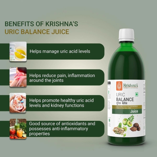 Krishnas Uric Balance Juice 1000 ml  Balancing uric acid naturally  Power of 9 herbs-Krishnas Uric Balance Juice 1000 ml | Balancing uric acid naturally | Power of 9 herbs