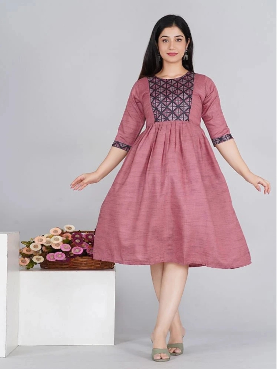 RIAANA Cotton Self Design Anarkali Womens Kurti - Pink ( Pack of 1 ) - None