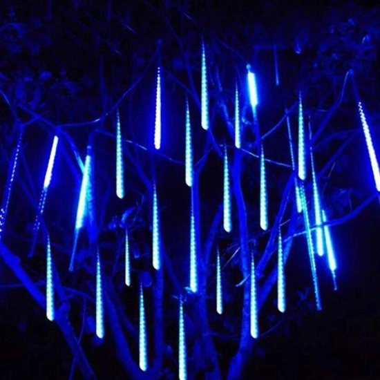 Blue LED Meteor Shower Lights, Cascading Raindrop Lights for Christmas, Party, Wedding, Garden, Home Decoration