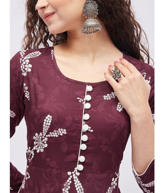 Tissu - Maroon Rayon Women''s Flared Kurti ( Pack of 1 ) - None