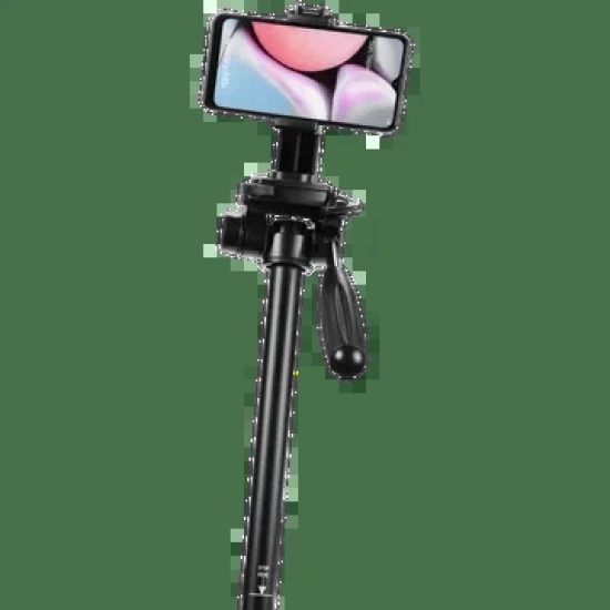 Croma 163cm Adjustable Tripod for Mobile and Camera (4 Section Height Adjustment, Black)