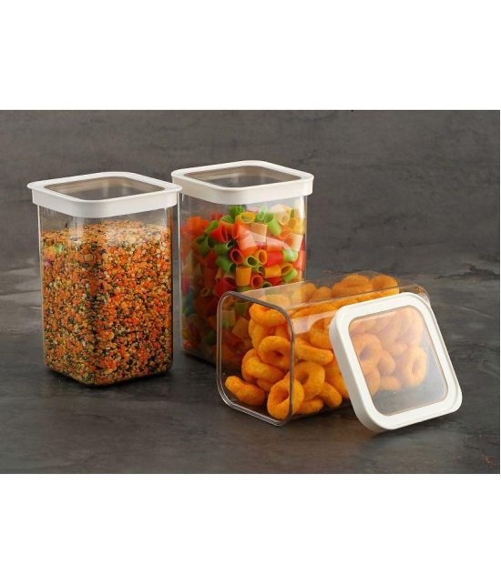 iview kitchenware Pulse/Food/Grocery PET White Dal Container ( Set of 6 ) - White