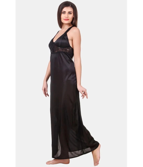 Fasense Black Satin Womens Nightwear Nighty & Night Gowns ( Pack of 1 ) - None