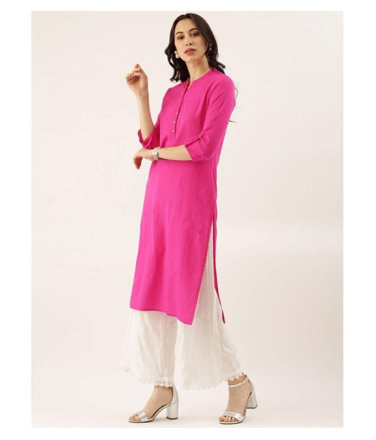 Divena - Pink Cotton Womens Straight Kurti - XL