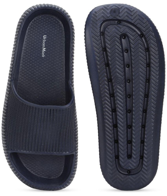 UrbanMark Men Comfortable Light Weight Cushioned Slide Flip-Flop-Navy - None