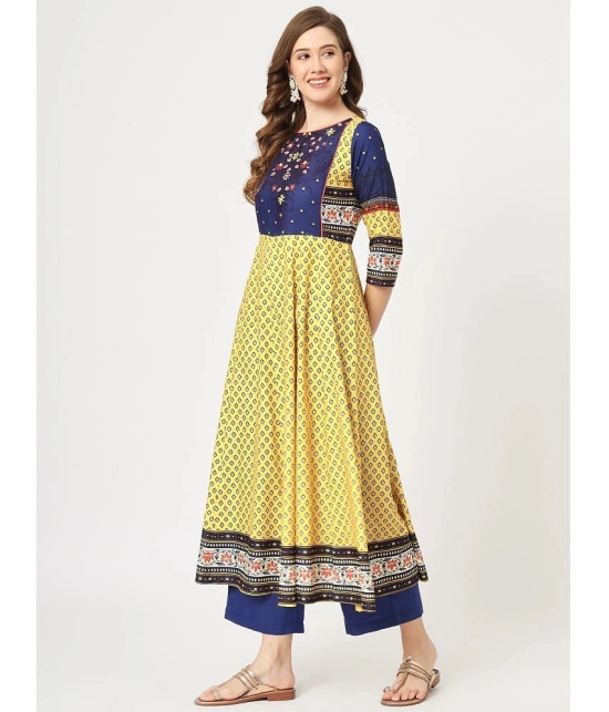 Pannkh - Yellow Rayon Womens Anarkali Kurti ( Pack of 1 ) - None