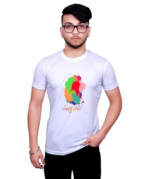 NITYANAND CREATIONS Round Neck White Holi T-Shirt for MEN-HOLI-T-SHIRT-11582-XL