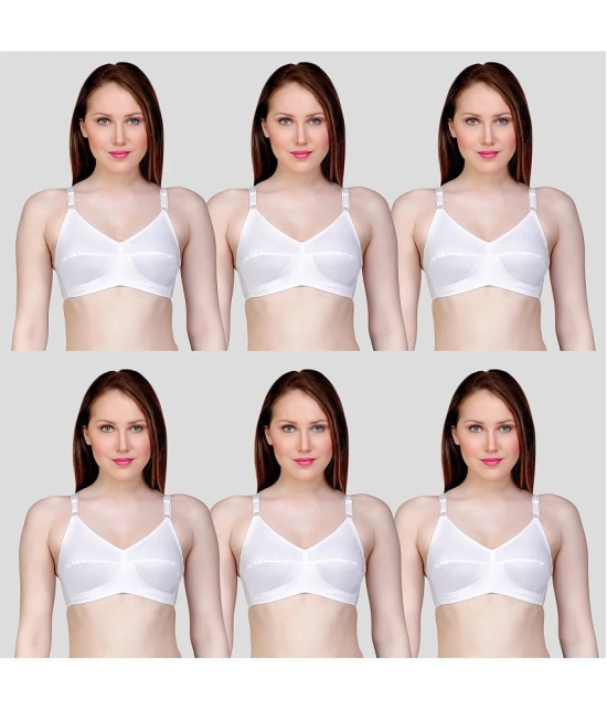 TCG Pack of 6 Cotton Non Padded Womens Everyday Bra ( White ) - None