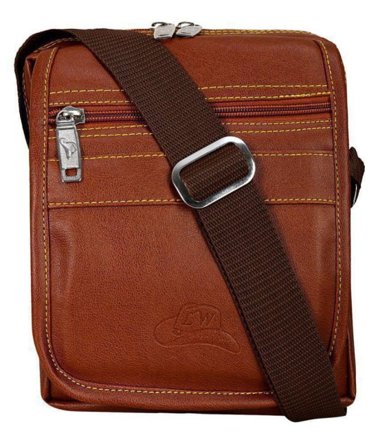 Leather World - Brown Solid Messenger Bag - Brown