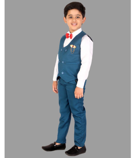 DKGF Fashion - Blue Cotton Blend Boys Shirt & Pants ( Pack of 1 ) - None