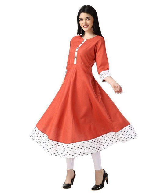 Estela - Orange Cotton Women's Flared Kurti ( Pack of 1 ) - 4XL