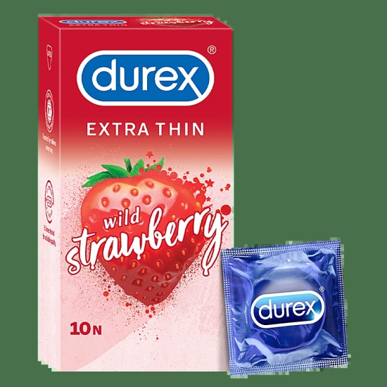 Durex Extra Thin Strawberry Flavoured Condom, 10 pcs