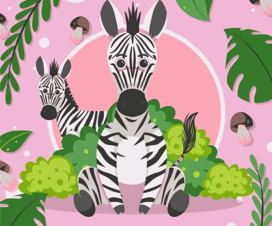 Two Zebras-Without Frame