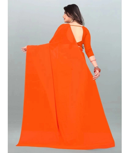 ANAND SAREES - Orange Georgette Saree With Blouse Piece ( Pack of 1 ) - Orange