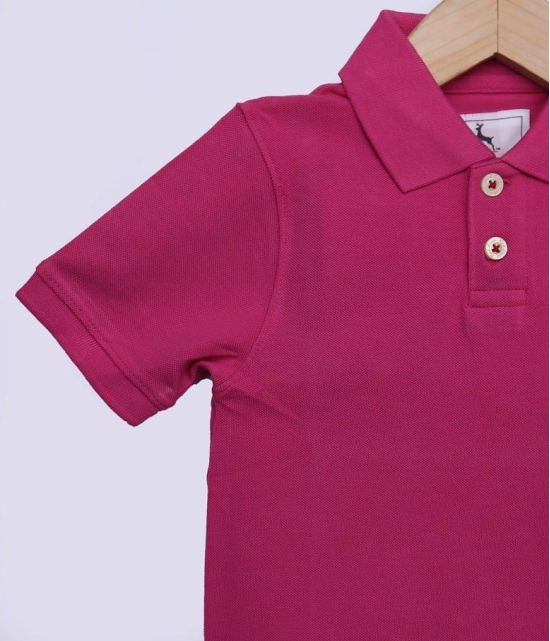 Boys Pink Solid Polo T-Shirt