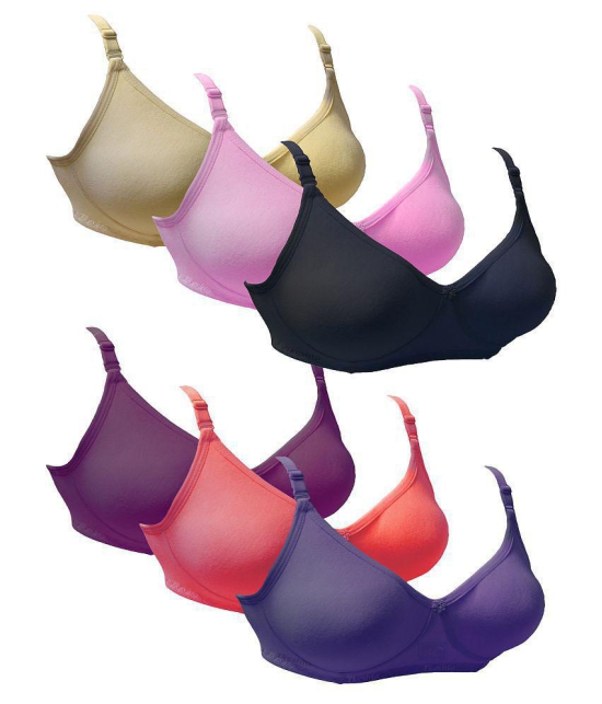 Tkeshto Cotton T-Shirt Bra - Multi Color Pack of 6 - 40