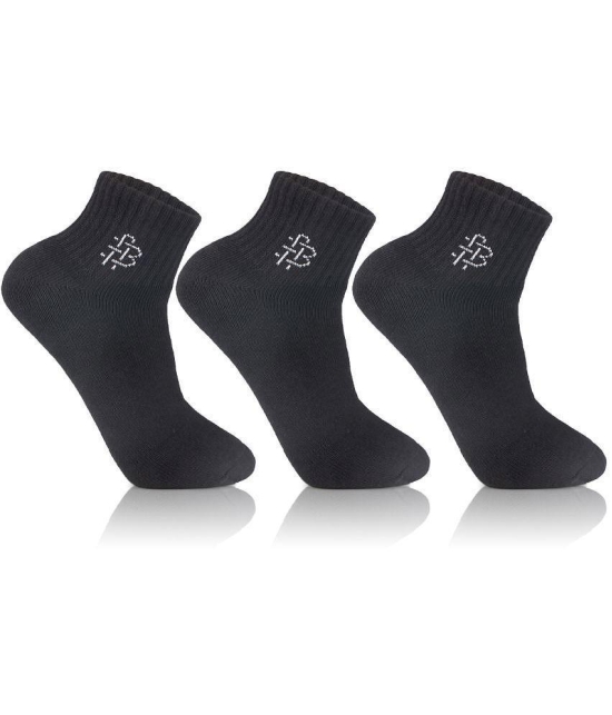 Bonjour - Black Cotton Blend Mens Ankle Length Socks ( Pack of 3 ) - Black