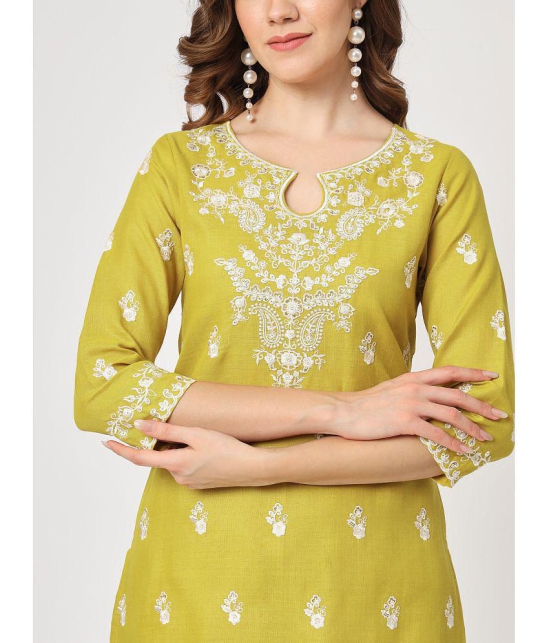 Pannkh - Yellow Straight Cotton Womens Stitched Salwar Suit ( Pack of 1 ) - None