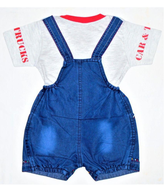 Wise Guys - Red & Blue Cotton Blend Baby Boy,Baby Girl Dungaree Sets ( Pack of 1 ) - None