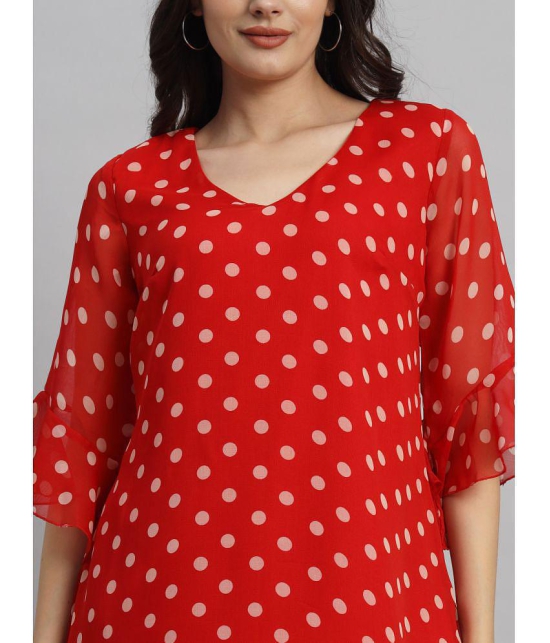 Curvydrobe Georgette Printed Mini Women's A-line Dress - Red ( Pack of 1 ) - None