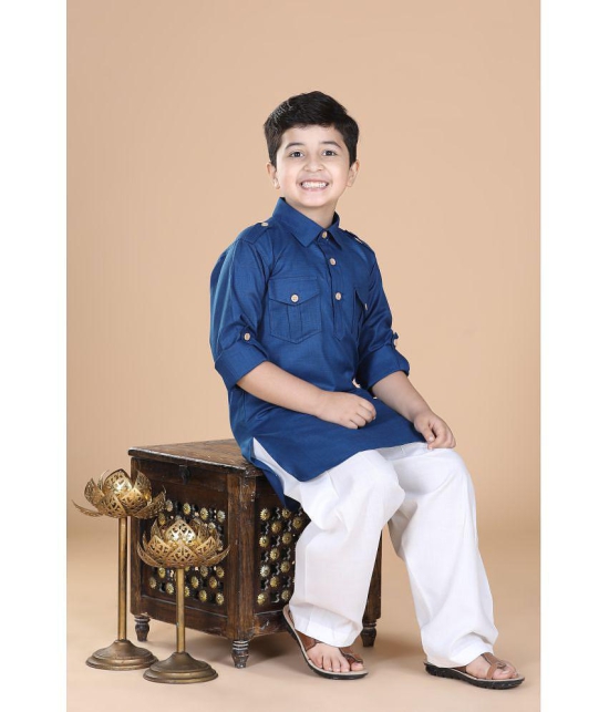 AJ Dezines - Blue Cotton Blend Boys Kurta Sets ( Pack of 1 ) - None