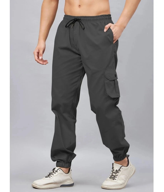 Chrome & Coral Regular Flat Mens Cargos - Dark Grey ( Pack of 1 ) - None