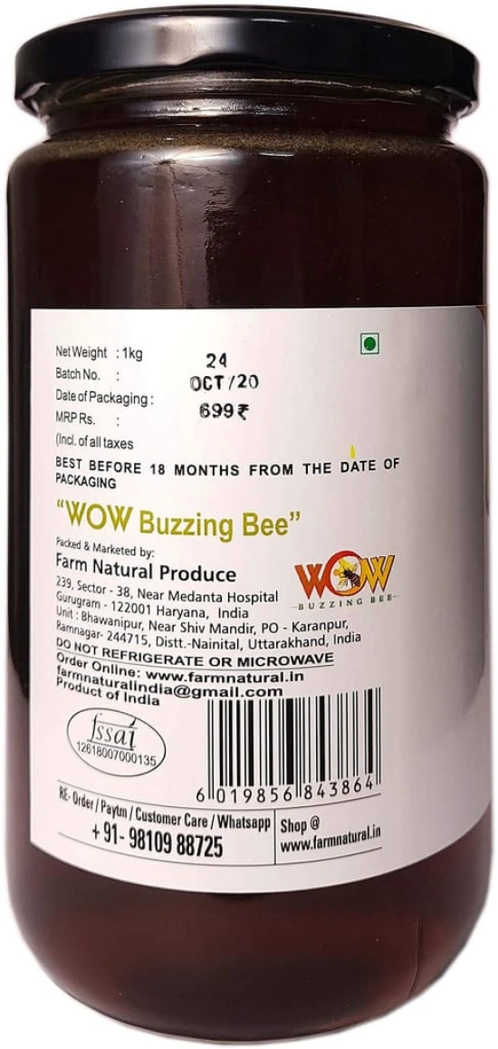 WOW BUZZING BEE - Raw Natural Unprocessed Tulsi Forest Flower Honey Pure Natural Ayurvedic Remedy for Weight Loss, Cough and Digestive Disorders 1kg