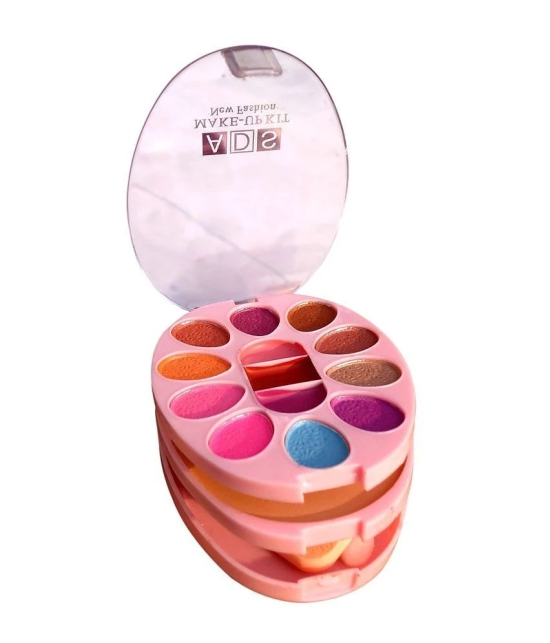 ADS Makeup Kit for Girls|12,Eye Shadow|3,Lip Color|2,Blusher|2,Face Powder|With Sponge & Brush