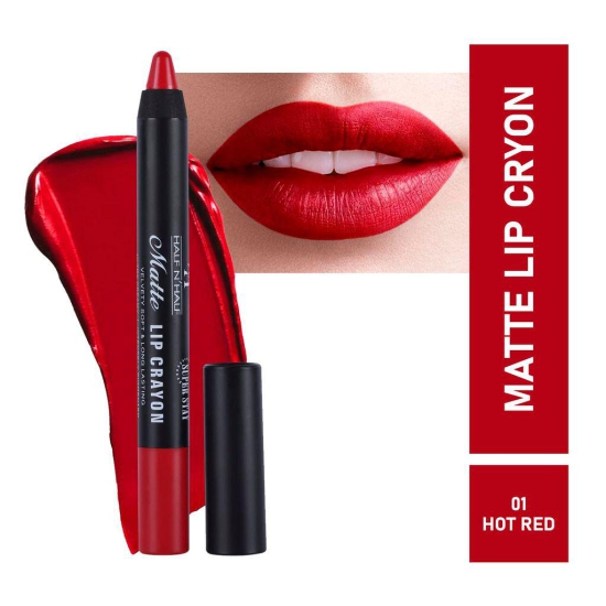 Buy 1 Get 1 free! Half N Half Matte Lip Crayon LS-19-01 HOT RED  (LS-19-01 HOT RED, 3.5 g)