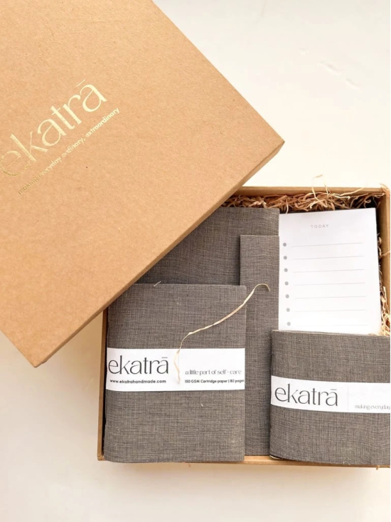 Stationery Loaded Gift hamper personalized by Ekatra Loaded Gift Box - Solid Grey