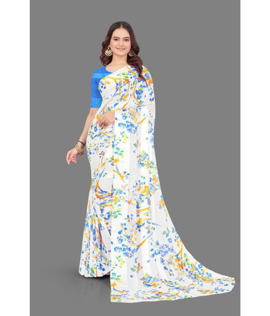 Sitanjali - Blue Georgette Saree With Blouse Piece ( Pack of 1 ) - Blue