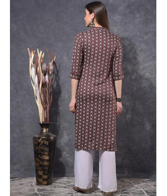 Mamoose Cotton Blend Self Design Straight Womens Kurti - Brown ( Pack of 1 ) - None