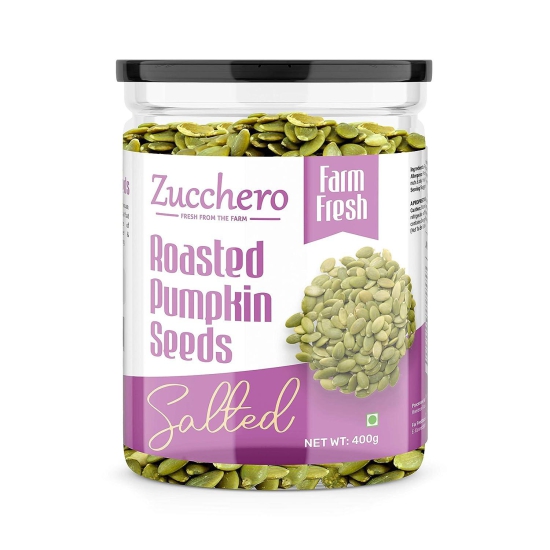 Zucchero Roasted Premium Pumpkin Seed, Lightly Salted, 400g - The Nutrient Powerhouse | Dry Roasting | Oil-Free| Slow baked Seeds