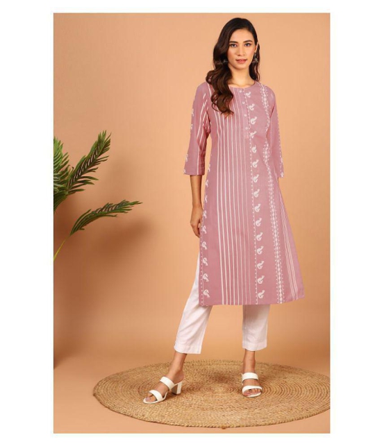 Janasya - Pink Cotton Womens Straight Kurti ( Pack of 1 ) - S