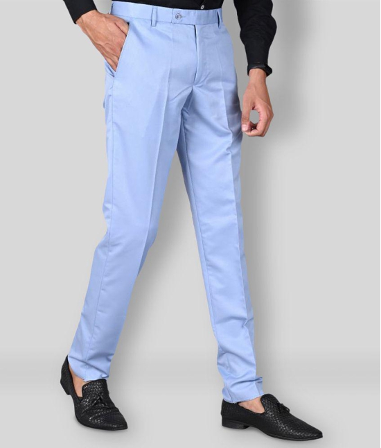 MANCREW - Light Blue Polycotton Slim - Fit Men's Formal Pants ( Pack of 1 ) - None