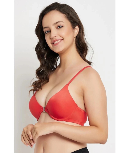 Clovia Pack of 1 Nylon Heavily Padded Womens Plunge Bra ( Red ) - None