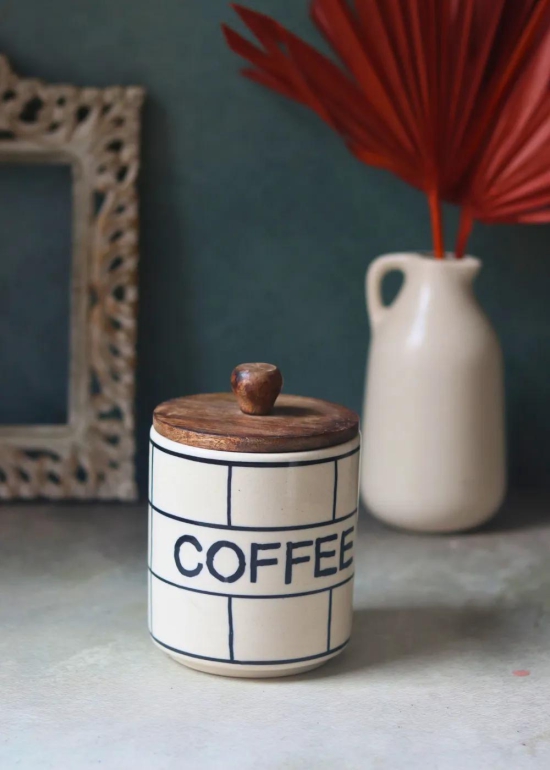 Chequered Coffee Jar-Set of two