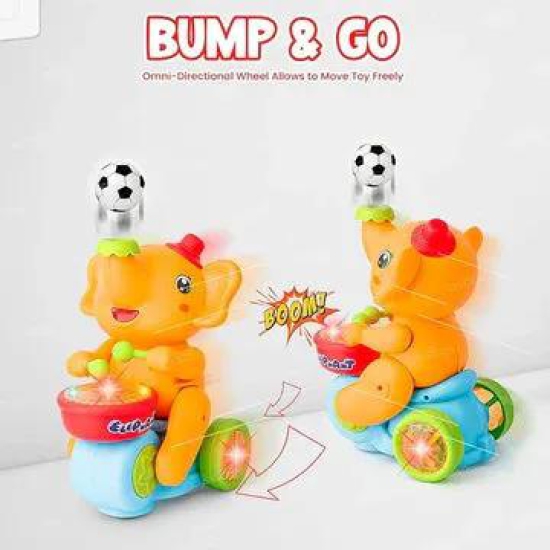 Walking Elephant Drummer Toy with Flashing Light & Sound