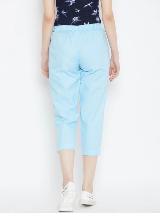 Women Blue Textured Relaxed Pleated Trousers