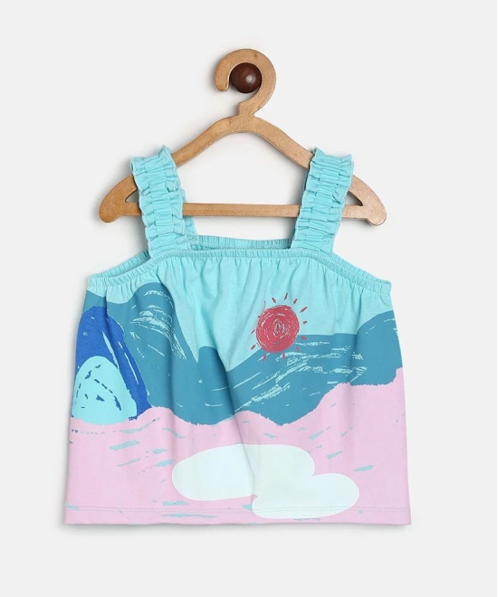 MINI KLUB Blue Cotton Girls Top With Skirt ( Pack of 1 ) - None