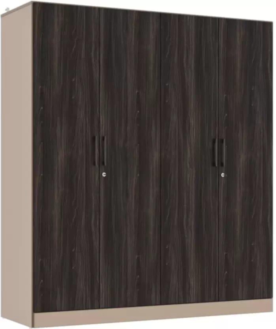 Wood 4 Door Wardrobe  (Finish Color - Frappe & Wyoming Maple with Shelves