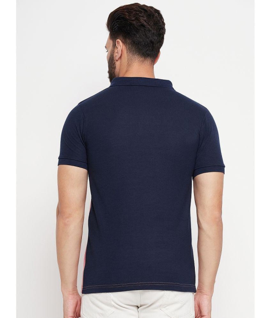 MXN Cotton Blend Regular Fit Colorblock Half Sleeves Mens Polo T Shirt - Navy Blue ( Pack of 2 ) - None